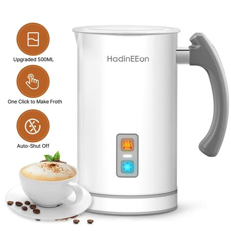 HadinEEon Milk Frother,500ml Electric Milk Steamer, Automatic Hot or Cold Milk Frother Warmer ...