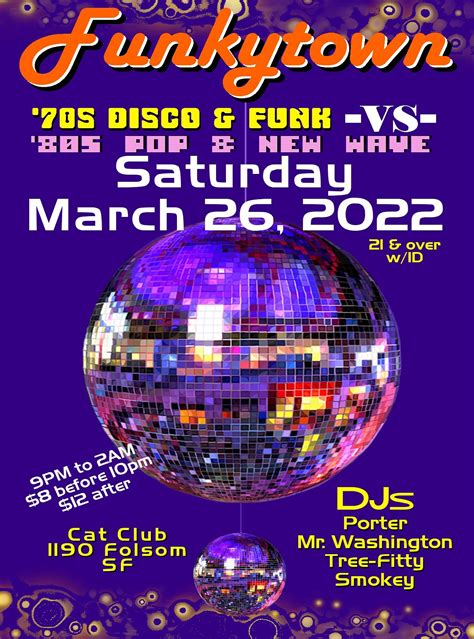 Funkytown! 70s Disco & Funk .vs. 80s New Wave Returns! at Cat Club in ...