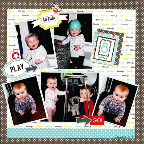 8 Months | Boy scrapbook layouts, Baby scrapbook, Baby album