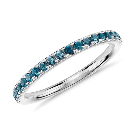 Riviera Pavé Blue Topaz Ring in 14k White Gold (1.5mm) | Blue Nile