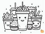 Junk Food Kawaii Coloring Page For Kids  Free Printable sketch template