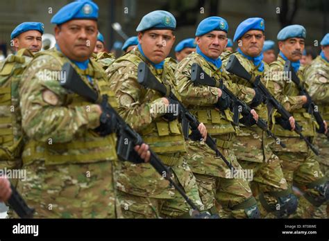 Buenos Aires, Argentina - Jul 11, 2016: Argentine army forces at the military parade during ...