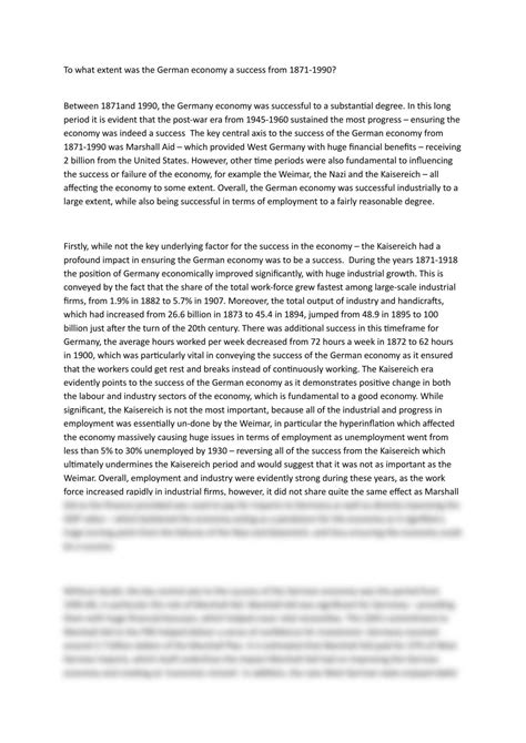 To what extent was the German economy a success from 1871-1990 ...