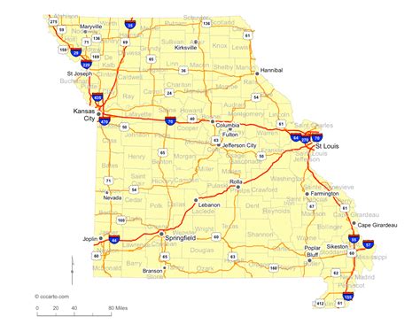 Map of Missouri Cities - Missouri Interstates, Highways Road Map ...