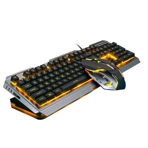 Gaming Keyboard and Mouse Set Mechanical Keyboard USB Wired Ergonomic Backlit Mechanical Feel ...