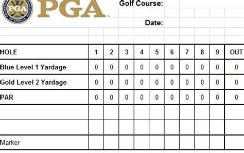 Free Printable Golf Scorecard Template - PRINTABLE TEMPLATES