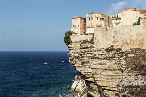 Bonifacio old town staning on the top of the famous cliffs in Co ...