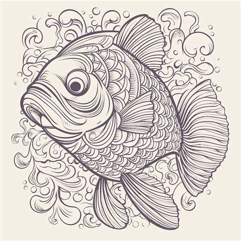 Premium Vector | A drawing of a fish that has a pattern on it