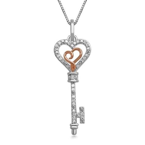 Hallmark Diamonds 1/10 CT. T.W. Diamond Heart Key Pendant Necklace | Heart key pendant, Heart ...