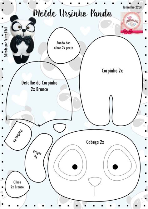 Felt panda with printable template - Ideas creativas