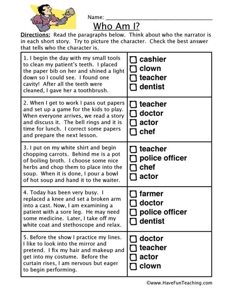 People Inferences Worksheet | Have Fun Teaching | Reading comprehension worksheets, Free reading ...