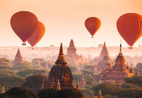 Ballons over Bagan Wall Mural | Buy online at Europosters