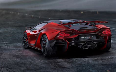 Lamborghini Autentica park in red color 6K wallpaper download