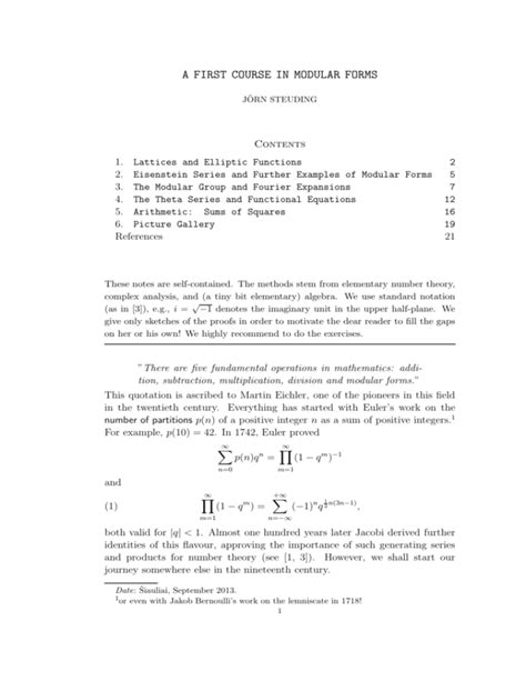 A FIRST COURSE IN MODULAR FORMS