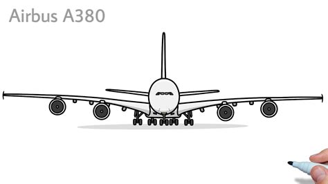 How to draw an Airbus A380 easy / drawing airbus a380 front view - YouTube