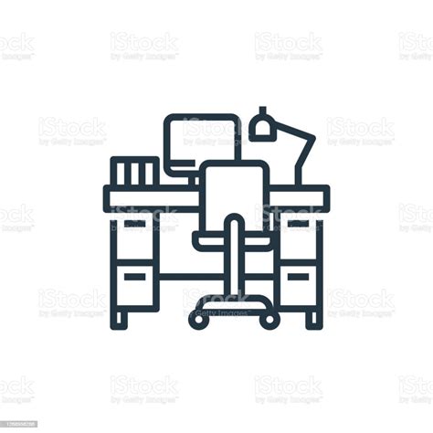 Desk Vector Icon Isolated On White Background Outline Thin Line Desk ...