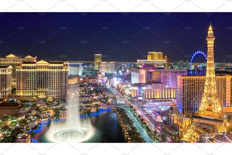 Las vegas strip skyline at night stock photo containing vegas and las ...