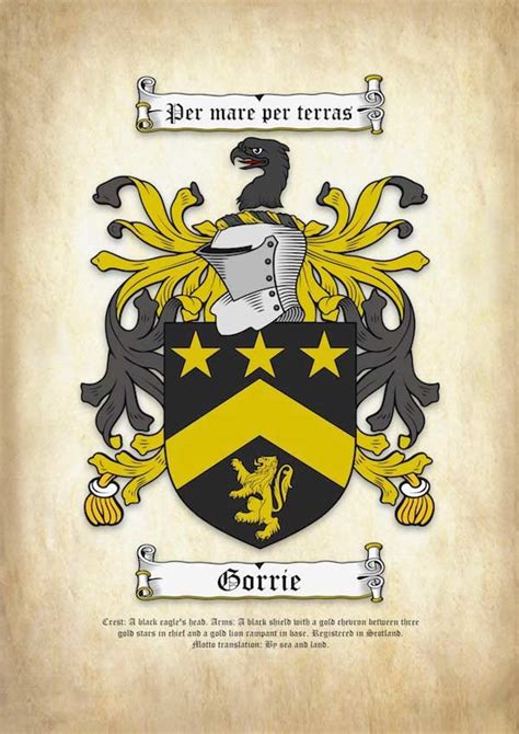 Ancient Surname Coat of Arms (Family Crest) on Parchment Paper