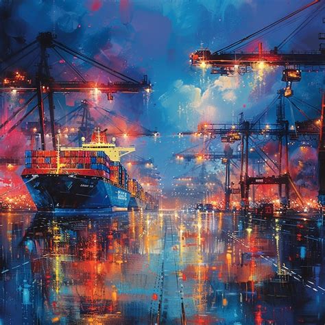 Premium Photo | Bustling commercial port with cargo ships and cranes