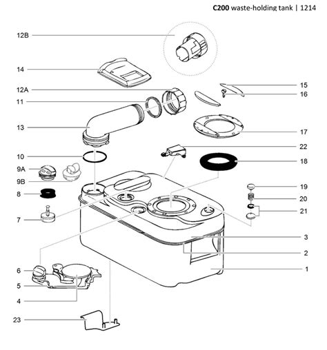 CaravansPlus: Spare Parts Diagram - Thetford C200 Cassette Toilet ...