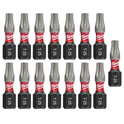 Milwaukee SHOCKWAVE Torx T25 x 1 in. L Impact Insert Bit Set Steel 15 pc. - Total Qty: 1;, Count ...