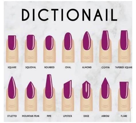 Dictionail - A guide to nail shapes and their names. #acrylic #nail # ...