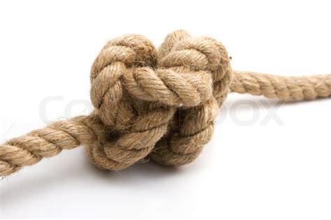 Tied up Seil Knoten isoliert auf weißem Hintergrund | Stockfoto | Colourbox