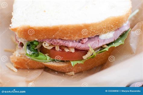 Roast Beef Sandwich with White Bread Stock Photo - Image of beef, corned: 33330858