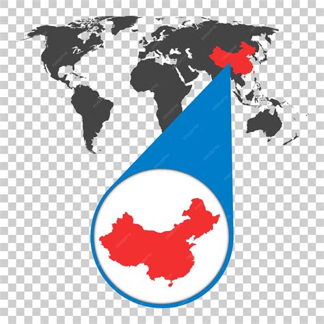 Premium Vector | World map with zoom on China Map in loupe Vector ...