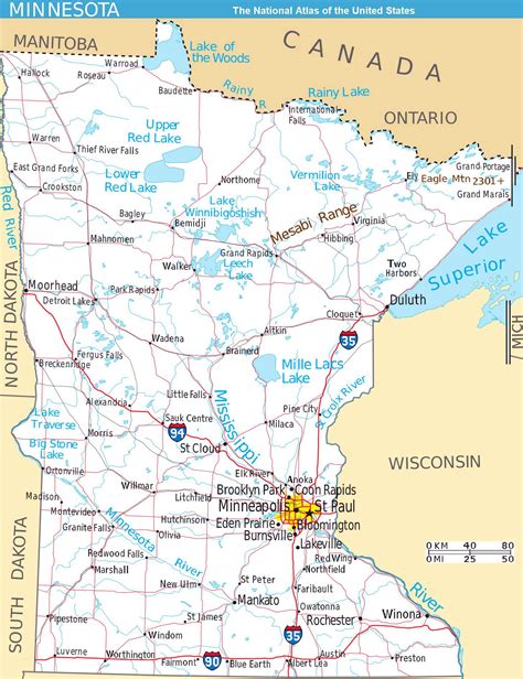 Large detailed map of Minnesota state with roads and major cities ...