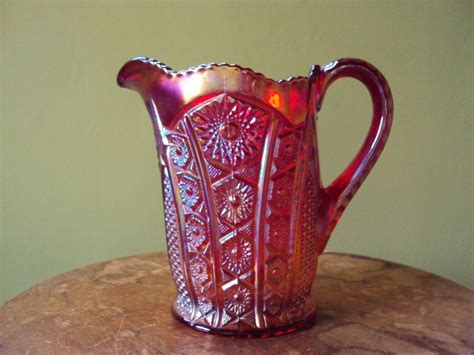 ON SALE Heirloom Red Carnival Glass Pitcher