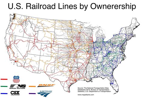 U.S. Rail Lines by Owner [OC] [3507 × 2480] : MapPorn