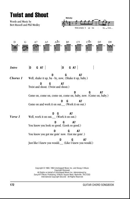 Twist And Shout - Guitar Chords/Lyrics | zZounds