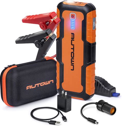 AUTOWN Car Jump Starter - 21000mAh 1000A Peak, 12V Auto Battery Booster with Quick Charge (Up to ...