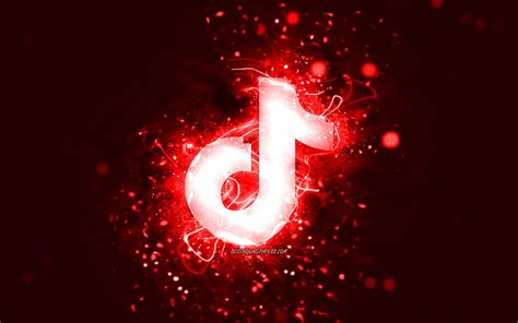 TikTok red logo, , red neon lights, creative, red abstract background ...