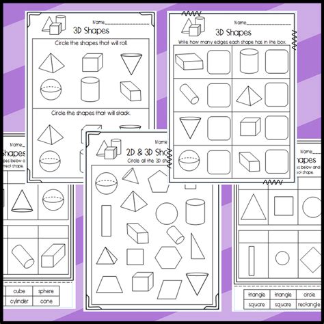 2D and 3D Shape Worksheets: Shape Attributes, Halves, Fourths, Names of Shapes | Made By Teachers