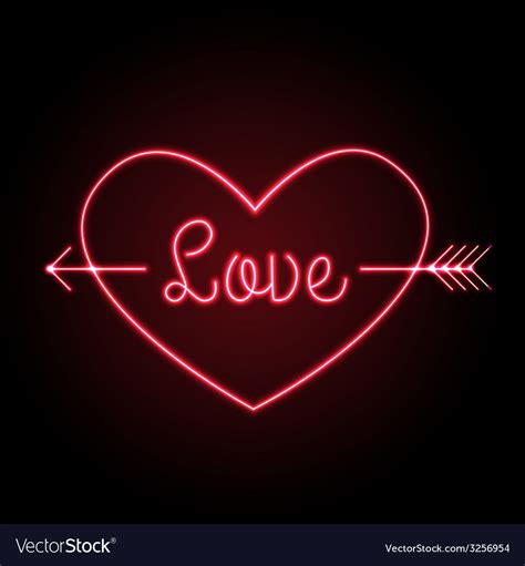 Neon sign Love heart Royalty Free Vector Image