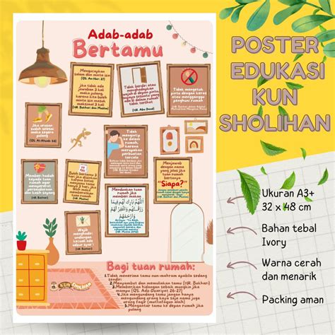 POSTER ADAB BERTAMU (KUN SHOLIHAN) – Yufid Store Toko Muslim