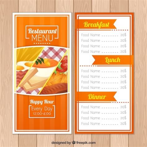 Orange restaurant menu Vector | Free Download