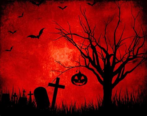 Free Photo | Grunge red background with halloween silhouettes