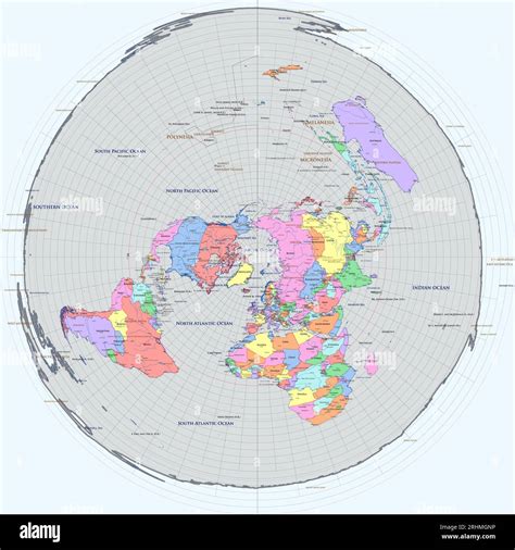 Political world map Azimuthal Equidistant projection Stock Vector Image & Art - Alamy