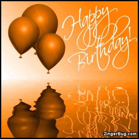 Happy Birthday Orange Balloons Ripples Glitter Graphic, Greeting, Comment, Meme or GIF Birthday ...