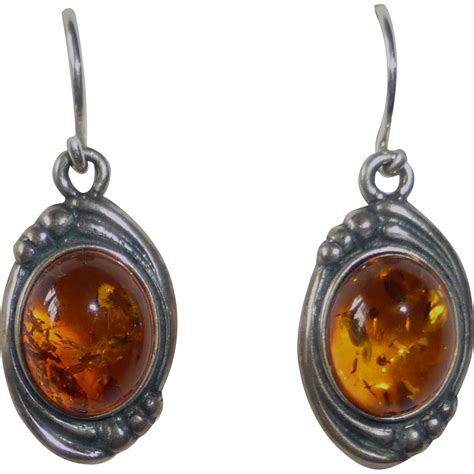 Vintage Sterling & Amber Pierced Earrings from bejewelled on Ruby Lane