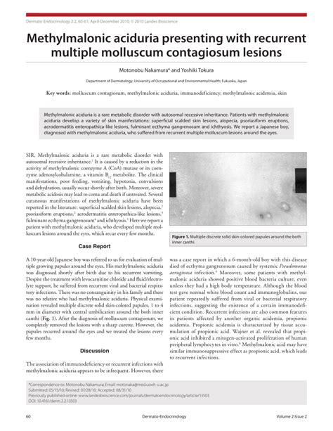 (PDF) Methylmalonic aciduria presenting with recurrent multiple molluscum contagiosum lesions