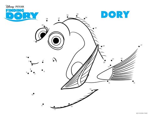 Dory : a drawing to connect point by point, then to color, for the youngest - Finding Dory ...