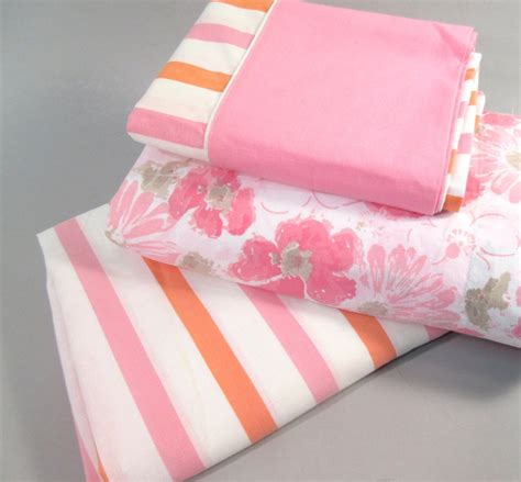 RESERVED Vintage twin sheets set remix 1960s pink and orange