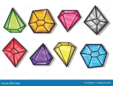 Cartoon Vector Gems and Diamonds Icons Set Stock Vector - Illustration of purple, design: 48264407