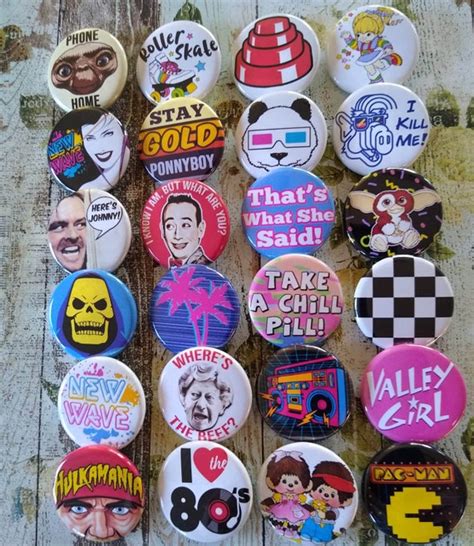 80s Party button set 2 80s gift button pin badge Magnet | Etsy