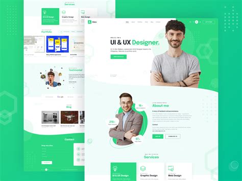 Alex - Modern & Creative Personal Portfolio Figma Template by Templatecookie on Dribbble