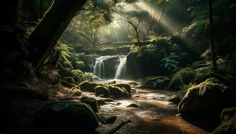 A tranquil scene of a tropical rainforest with flowing water generated by AI 24746829 Stock ...